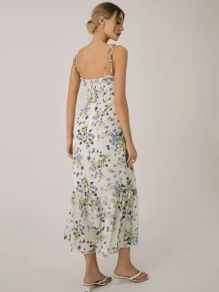 Ruffle Floral Print Cami Long Dress