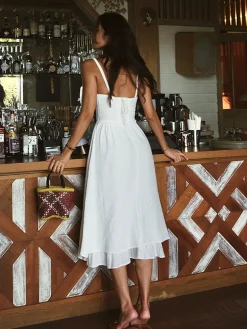 Ruffle Hem Cami Plain Midi Dress