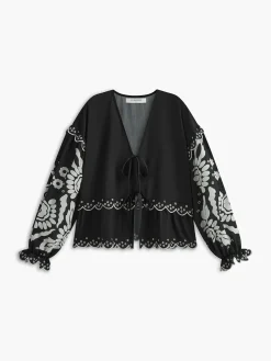 Ruffle Print Knotted Shirt