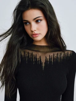 Ruffle Sleeve Thin Sweater