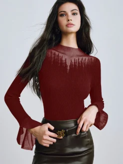 Ruffle Sleeve Thin Sweater