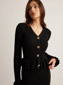 Ruffle Slim Sweater Dress