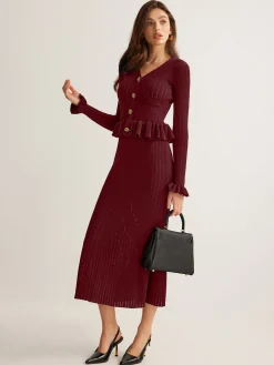 Ruffle Slim Sweater Dress