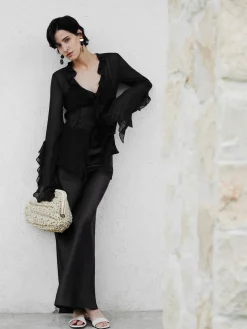 Ruffle Split Thin Shirt
