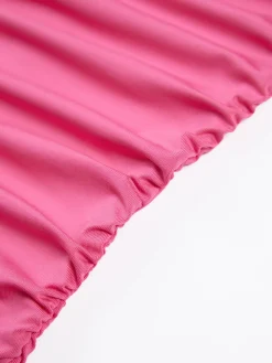 Ruffle Trim Tube Midi Dress