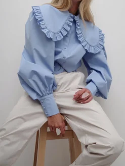 Ruffled Collar Long Sleeve Shirt