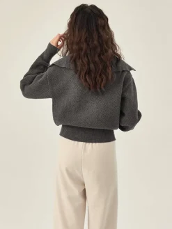 Sailor Collar Two-Way Zipper Cardigan