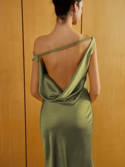 Satin Backless Sleeveless Long Dress