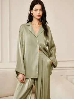 Satin Draped Pants Set