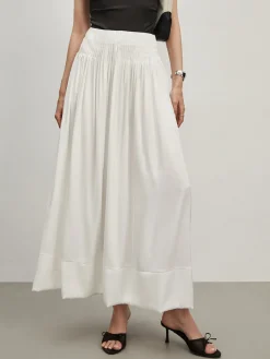 Satin Pleated Zipper Skirt