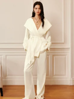 Satin Solid Hood Belted Shirt