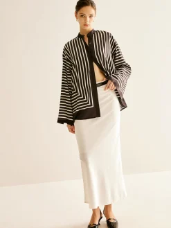 Satin Striped Button Cozy Shirt
