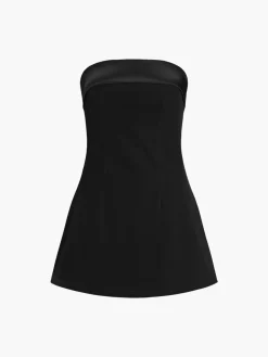 Satin Velvet Strapless Short Dress