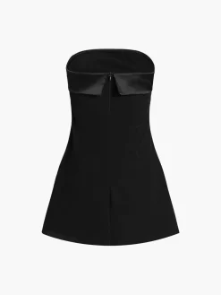 Satin Velvet Strapless Short Dress
