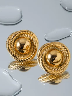Screw Thread Round Earrings