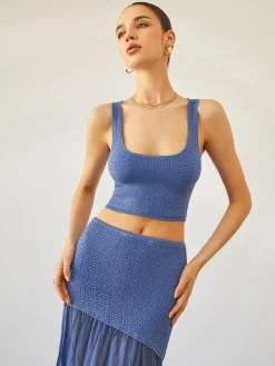 Sea Breeze Crop Knit Top