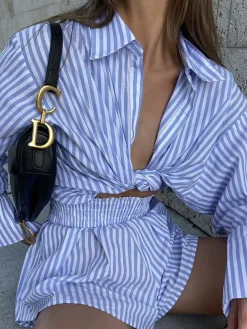 Sea Soul Stripe Two Piece Shorts Set