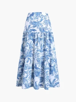 Seaside Joy Print Twist Detail Skirt Set