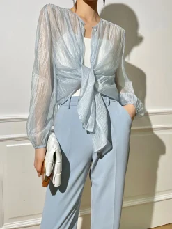 See Through Long Sleeve Button Shirt