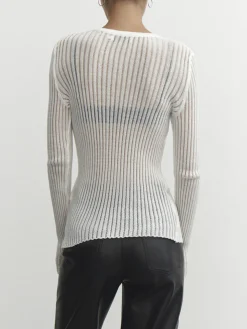 See Through Ribbed Mesh Top
