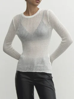 See Through Ribbed Mesh Top