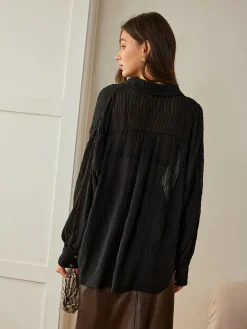 Semi-Sheer Button Polo Shirt