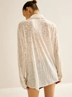 Semi-Sheer Jacquard Polo Shirt