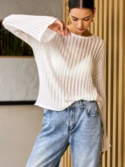 Semi-Sheer Long Sleeve Sweater