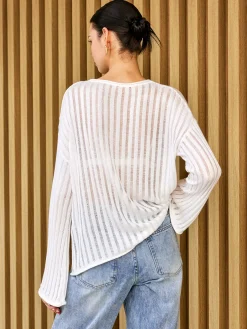 Semi-Sheer Long Sleeve Sweater