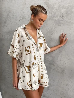 Semi-Sheer Loosen Print Jumpsuit