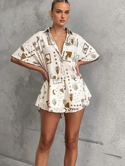 Semi-Sheer Loosen Print Jumpsuit
