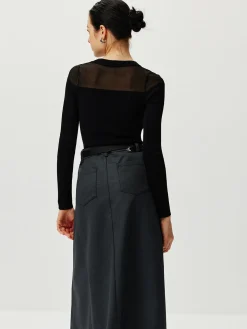 Semi-Sheer Panel Sweater