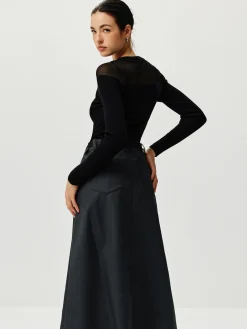 Semi-Sheer Panel Sweater