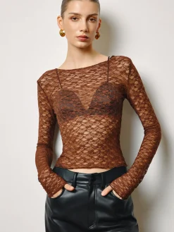Semi-Sheer Skinny Lace Blouse