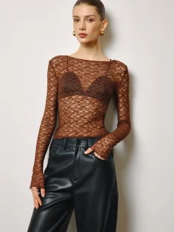 Semi-Sheer Skinny Lace Blouse