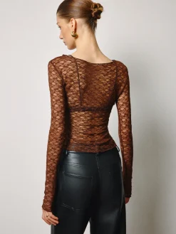 Semi-Sheer Skinny Lace Blouse
