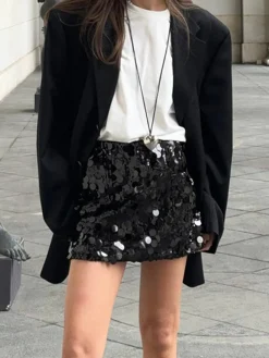 Sequins Decor Mini Skirt