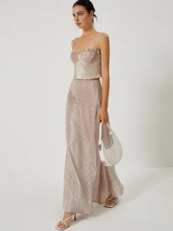 Sexy Lace Up Corset Top and Maxi Skirt Set