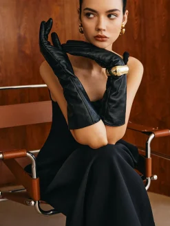 Sheepskin Fleece Lined Long Gloves