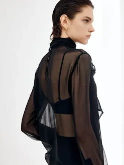 Sheer Bow Chiffon Shirt