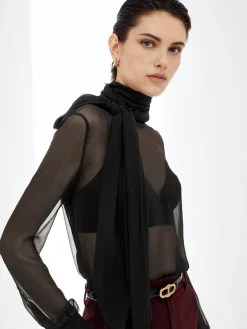 Sheer Bow Chiffon Shirt