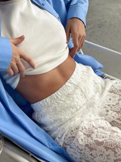 Sheer Lace Wide Leg Pants