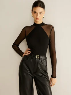 Sheer Long Sleeve Jersey Top