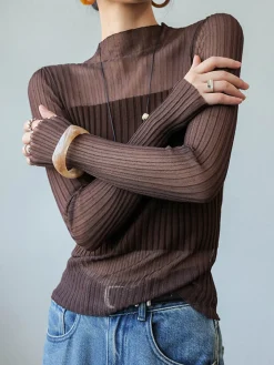 Sheer Panel Slim Sweater