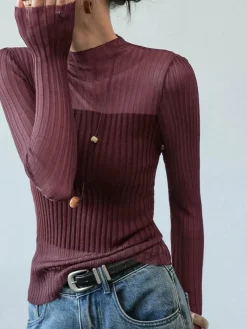 Sheer Panel Slim Sweater