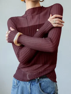 Sheer Panel Slim Sweater