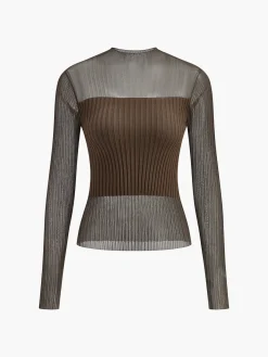 Sheer Panel Slim Sweater