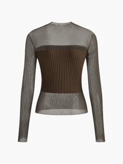 Sheer Panel Slim Sweater