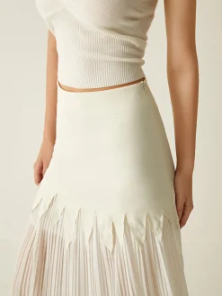 Sheer Pleated Midi Skirt