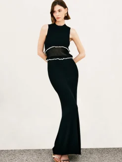Sheer Raw Hem Sleeveless Sweater Dress